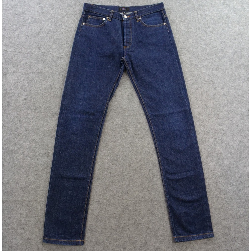 APC Jeans Mens 29 Blue Petit Standard Slim Straight Denim Button Fly Dark Wash